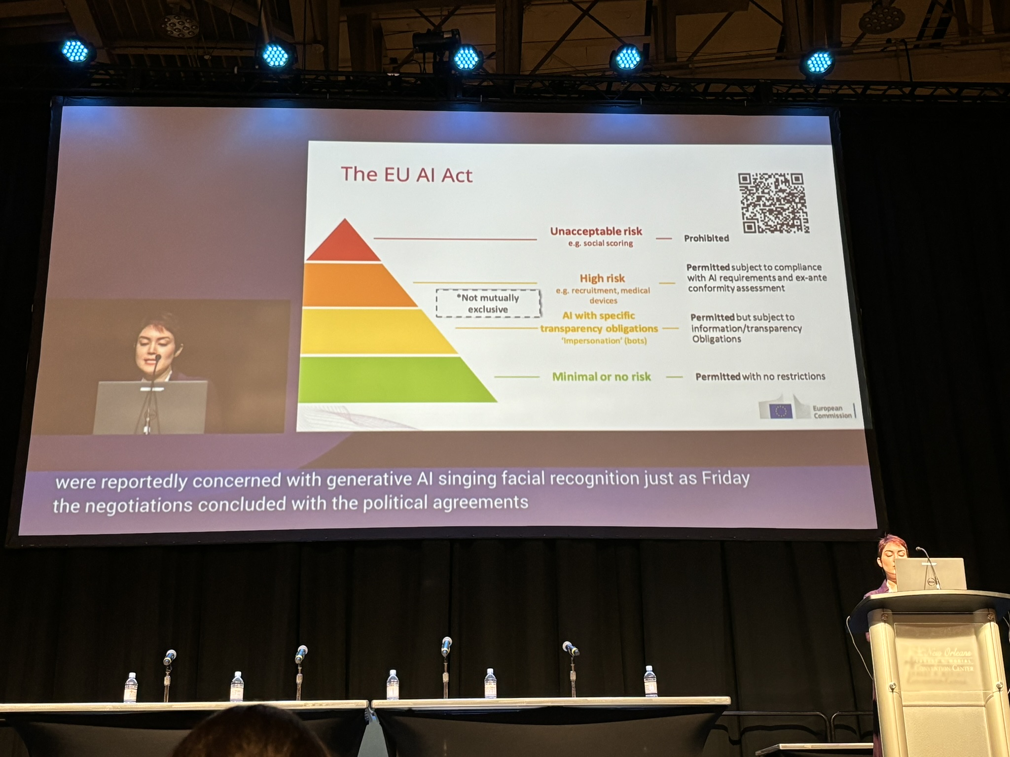 A slide shwoing the risk levels in the EU AI Act