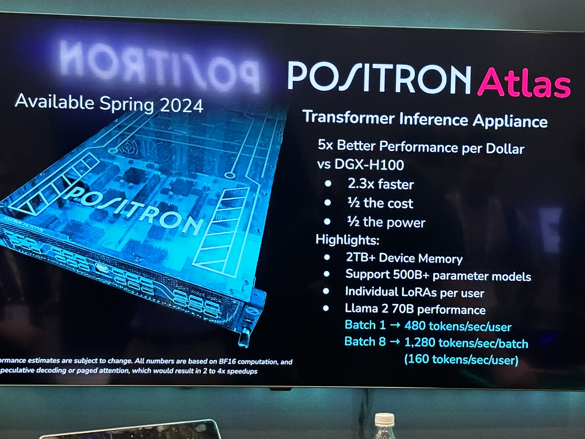 Positron Atlas: Transformer Inference Appliance, Available Spring 2024